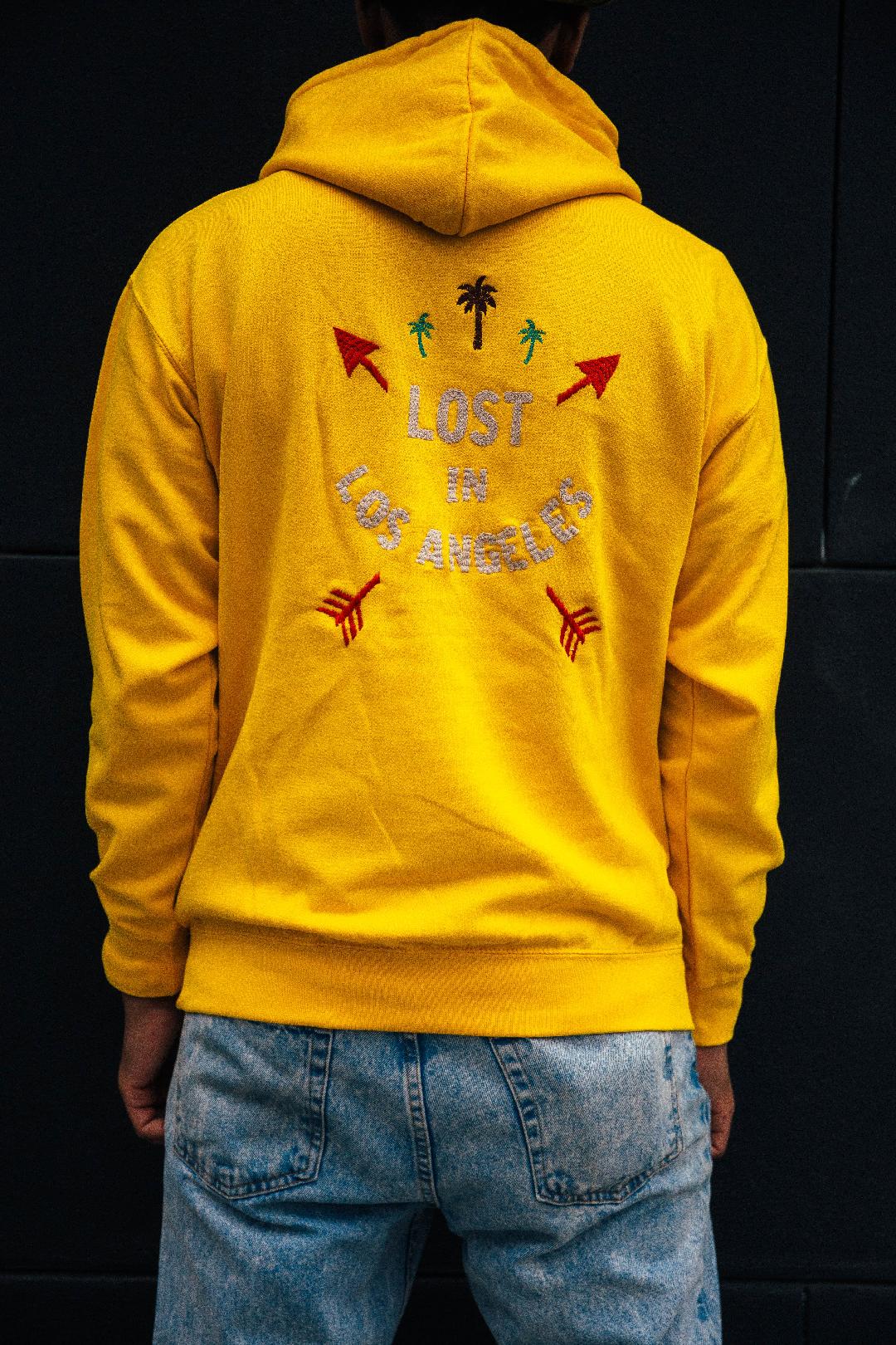Young LA Hoodie Always Improving Los Angeles California Yellow Sweatshirt  Large